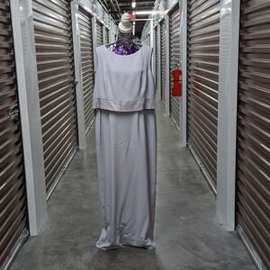 Daymore Couture Size 20 Pale Blue Maxi Formal Dress with Beaded Waist